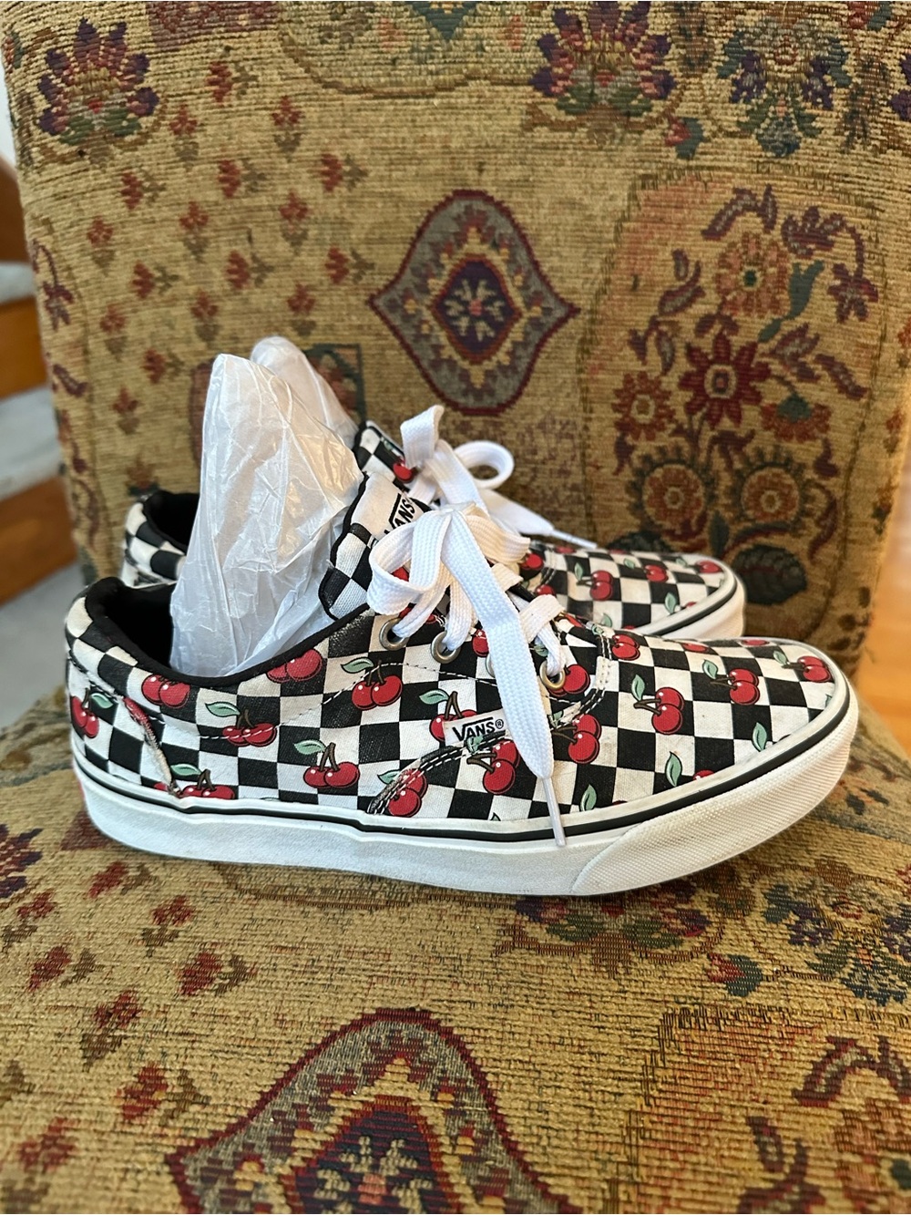 Vans Checkerboard Cherry Low-Top Sneakers - Women’s size 8